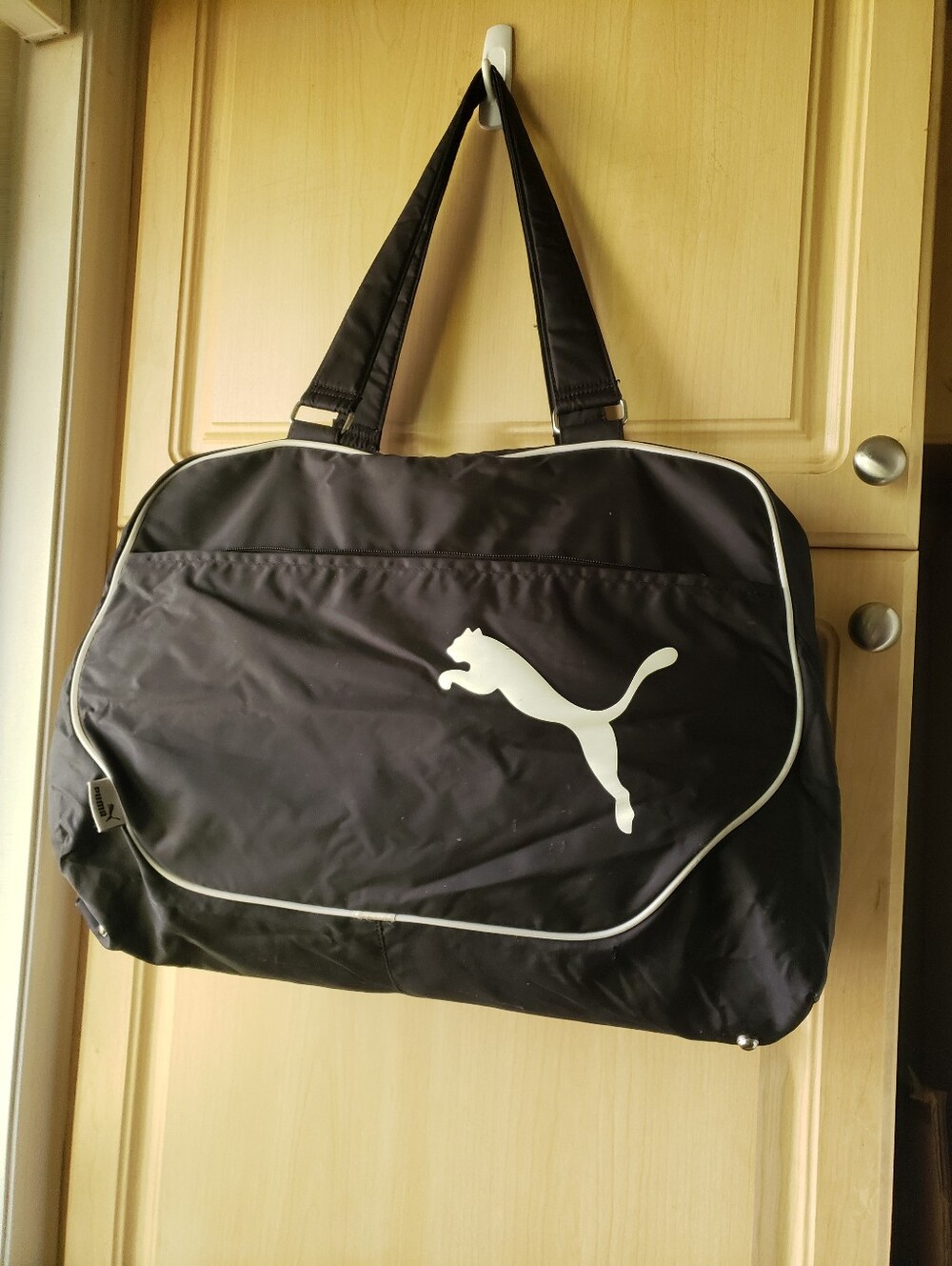 Puma Black Duffle Bag with White Logo and Piping